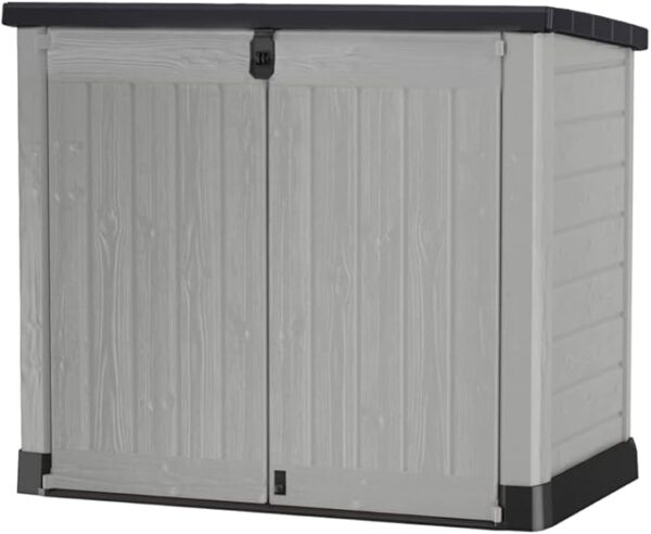 Keter Store-it-out Pro Mülltonnenbox, 145.5x82x123cm, Robuste Abfallbehälter-Lösung, 1200L, Wetterfest, Grau/Schwarz, UV-beständiges Polypropylen, Abschließbar