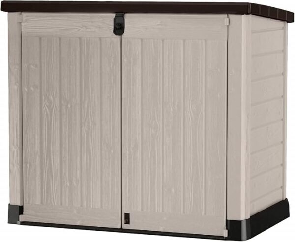 Keter Store it Out Pro Mülltonnenbox mit Gasdruckfeder, wetterfest, abschließbar, beige, 1.200 L, 145,5 x 82 x 123cm, passend für 2x240l Abfalltonnen - Image 5