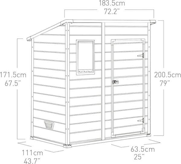 Keter Manor Pent 6x4 Gartenhaus wetterfest, Kunststoff, Outdoor, Außenmaße: BxTxH:183.5 x 111 x 200.5 cm, Innenmaße: 168.5 x 97 x 154 cm, grau - Image 5