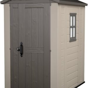 Keter Gerätehaus Factor 4x6, Beige, 4.0m³ Rauminhalt, Außenmaße (B/T/H):129.5 x 182 x 216.5 cm, wetterfest, wasserdicht, UV-beständig, Outdoor