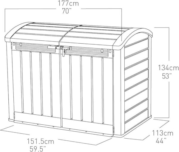 Keter Mülltonnenbox Store it Out Ultra, Holzoptik, Kunststoff, für 2X 360 Liter Mülltonnen, beige/braun - Image 5