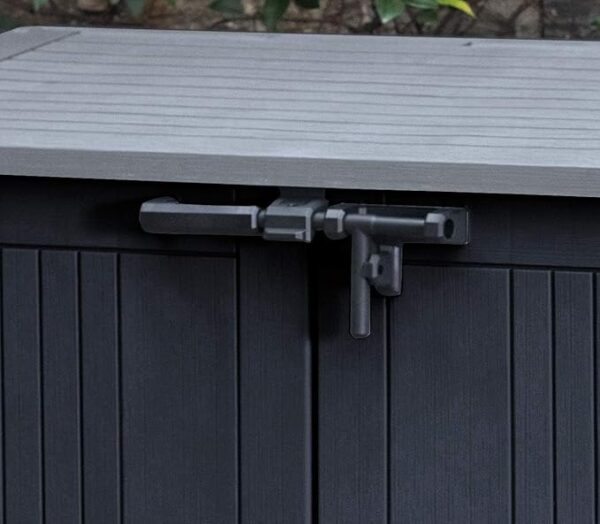 Keter Store it Out Nova Gartenschuppen aus Kunststoff, Außenmaße: 132 x 71.5 x 113.5 cm, 880l Fassungsvermögen, dunkelgrau, passend für 2x120l Mülltonnen, wetterfest, abschließbar - Image 5