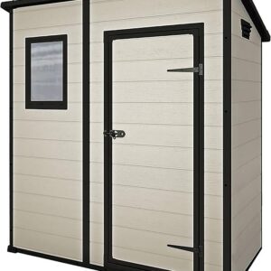 Keter Gerätehaus Manor Pent 6x4, Beige, 3,2m³ Rauminhalt, wetterfest, Flachdach