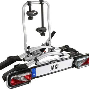 EUFAB 11510 Fahrradträger JAKE, E-Bike geeignet, teilweise vormontiert, erweiterbar, Diebstahlschutz, für 2 Fahrräder, für Anhängerkupplung
