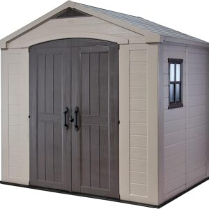 Keter Gerätehaus Factor 8x6, Beige, 8.1m³ Rauminhalt, Außenmaße (B/T/H):256.5 x 182 x 243 cm, wetterfest, wasserdicht, UV-beständig, Outdoor