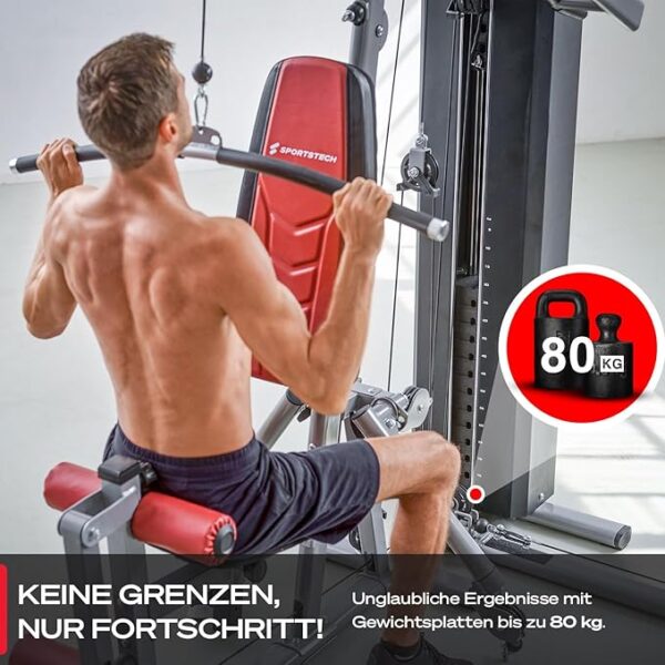 Kraftstation HGX100/HGX150/HGX200/HGX300, bis zu 80kg, Deutsche Qualitätsmarke, Bodybuilding Sportstech Multifunktions-Homegym mit Stepper und Powertower oder Beinpresse, Fitnessstation für Zuhause - Image 3