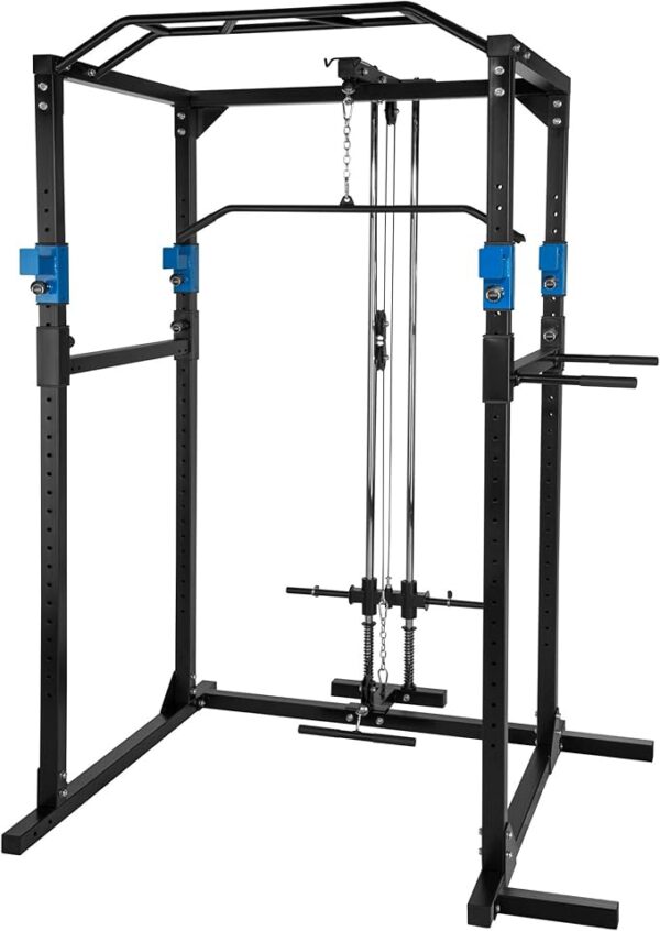tectake Kraftstation Fitnessstation Power Rack Power Cage | Klimmzug-Doppelstange | Robuster Rahmen aus Stahlrohr Modelle - Image 2
