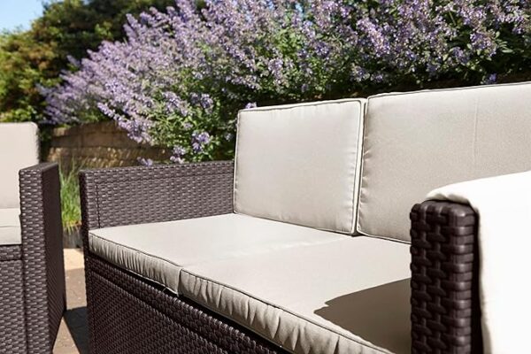 Allibert by Keter Gartenlounge Sofa Victoria, braun/taupe, 2-Sitzer, inkl. Sitz- und Rückenkissen, Kunststoff, flache Rattanoptik - Image 5