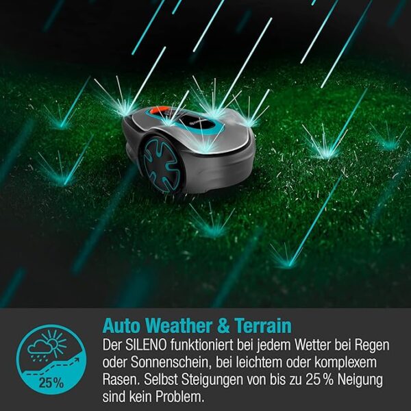 Gardena Mähroboter SILENO minimo 250 m²: intelligenter Rasenmäher mit optimaler Konnektivität, mit Gardena Bluetooth App programmierbar, DE-Version (15201-20) - Image 2