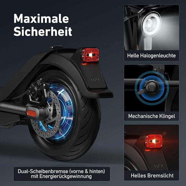 NIU E-Scooter mit & ohne Straßenzulassung (je nach Model bis zu 65km Reichweite & 120kg Belastung; extra breite Luftreifen; große Trittfläche; breiterer & höherer Lenker, IP54; klappbar; Display; App) - Image 4