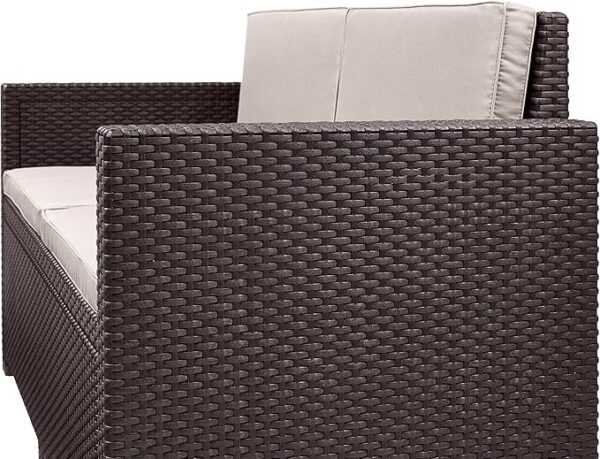 Allibert by Keter Gartenlounge Sofa Victoria, braun/taupe, 2-Sitzer, inkl. Sitz- und Rückenkissen, Kunststoff, flache Rattanoptik - Image 4