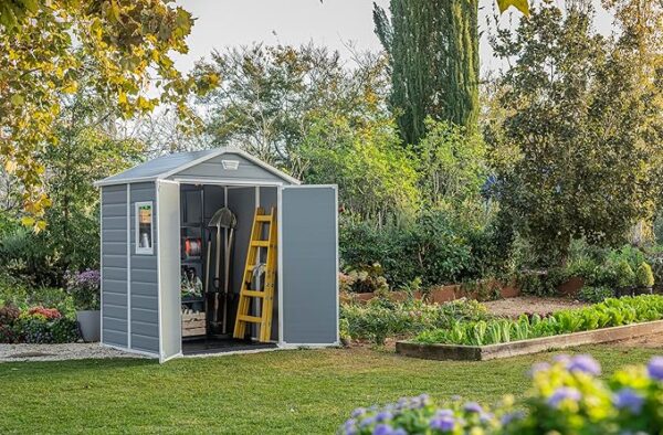 Keter Manor 6x5DD Gartenhaus wetterfest 4.8m³, Kunststoff, Outdoor, Außenmaße: BxTxH:185x152x226cm, Innenmaße: BxTxH:169x138x219cm, grau - Image 4