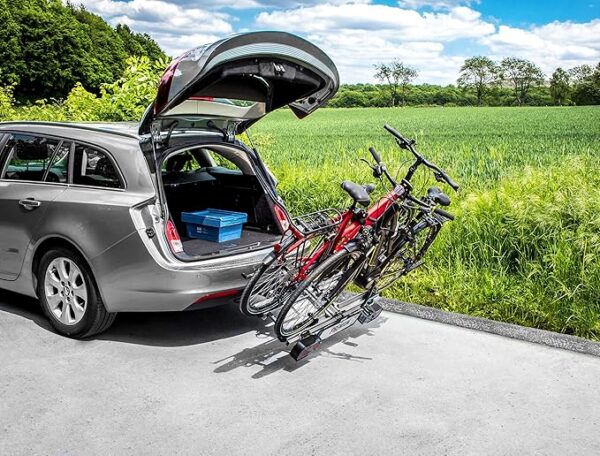 EUFAB 12011LAS Fahrradträger PREMIUM, E-Bike geeignet, komplett vormontiert, Diebstahlschutz, für 2 Fahrräder, für Anhängerkupplung, schwarz, grau - Image 3