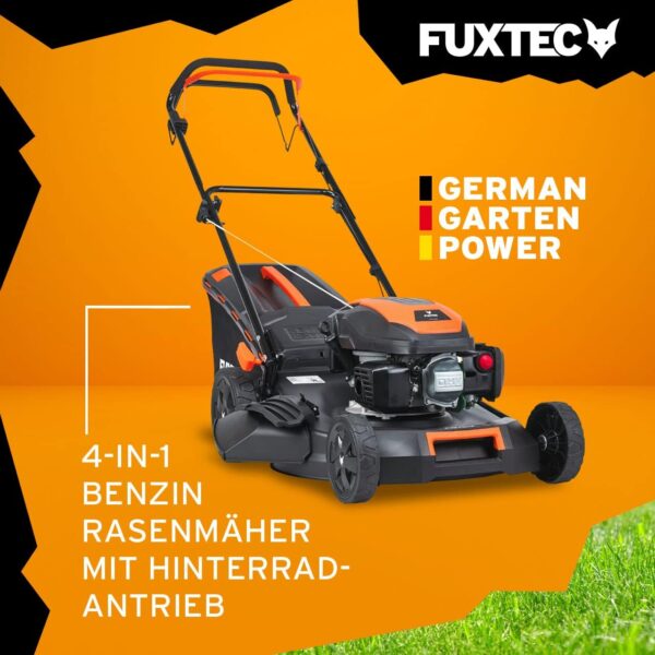 FUXTEC 4in1 Benzin Rasenmäher FX-RM5170-4PS/2,9kW | 51cm Schnittbreite & 7-stufige Höhenverstellung 25mm-75mm | 4-Takt Mäher mit Hinterradantrieb - 60L Grasfangkorb, Mulchfunktion& Seitenauswurf Besuche den Fuxtec-Store - Image 4