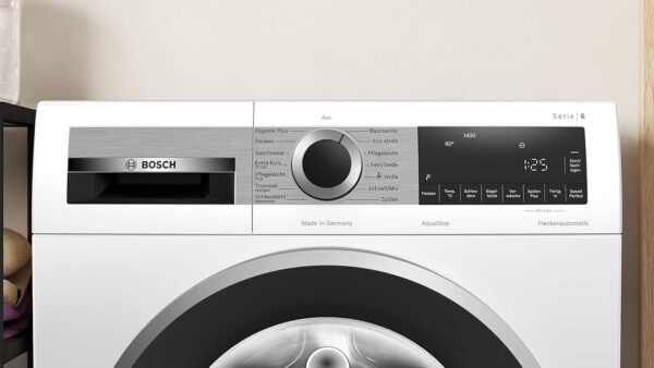 BOSCH WGG244140 Waschmaschine Serie 6, Frontlader mit 9kg Fassungsvermögen, 1400 UpM, Made in Germany, Active Water Plus, Speed Perfect, Fleckenautomatik, Nachlegefunktion, 60cm - Image 4