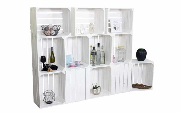 Großes Regal aus Holzkisten – 12er Set in weiß – Möbel aus Obstkisten & Weinkisten - Image 2