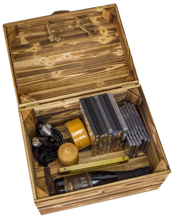 Kleine Holzkiste mit Deckel geflammt – Aufbewahrungskiste – Geschenkbox – Deko Kiste - Image 4
