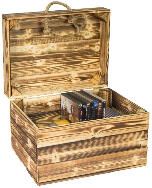 Kleine Holzkiste mit Deckel geflammt – Aufbewahrungskiste – Geschenkbox – Deko Kiste - Image 3