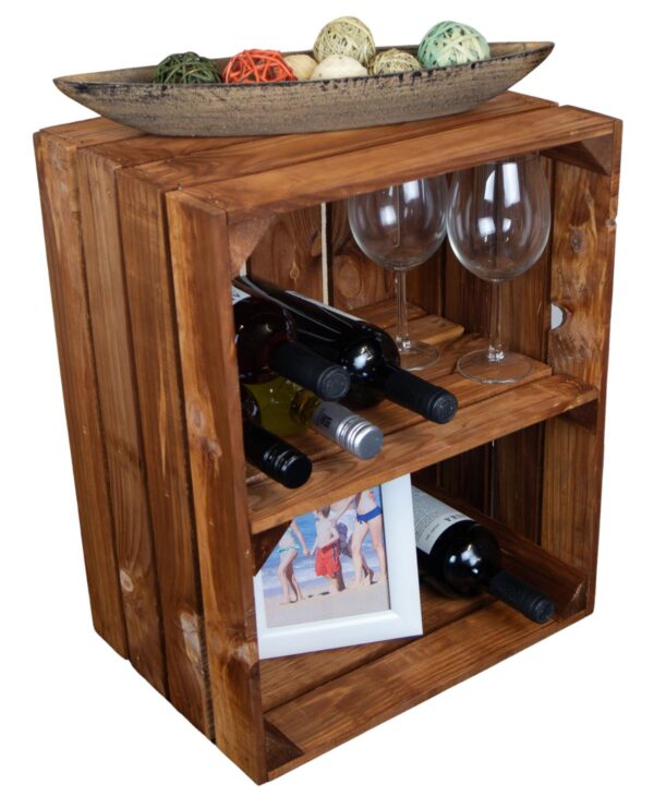 Holzkiste mit Regalboden ocker – Regalkiste - Image 2