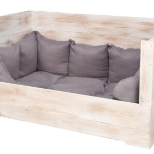 Hundebett / Hundesofa aus großen Holzkisten – Shabby Look – 115x54x40,5
