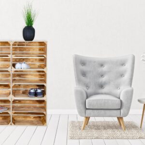 Schuhregal – Holzkisten – Weinkisten Set geflammt – Zum Verstauen & Dekorieren