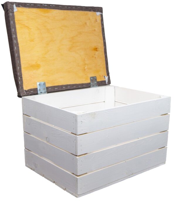 Weiße Sitztruhe Holz – Mit Deckel mit Sitzkissen und Stauraum – Für Balkon – Wohnung – Garten – Sitzkiste - Image 7