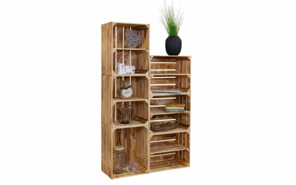 Holzkisten Regal Set geflammt – Zum Aufbewahren & Dekorieren - Image 2