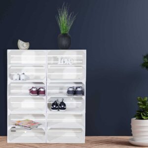 Schuhregal – Holzkisten – Weinkisten Set weiß – Zum Verstauen von Schuhen