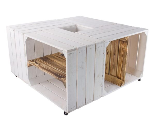 Weißer Weinkisten Tisch – Holzkisten Couchtisch – Möbel