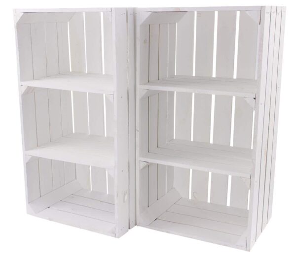 Weiße Holzkiste schmal mit 2 Regalfächern – Regal Kiste - Image 4