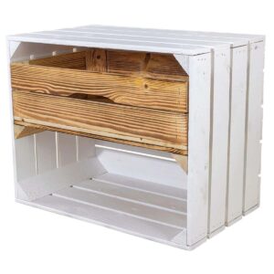 Weiße Holzkiste mit geflammter Schublade – 50x40x30cm