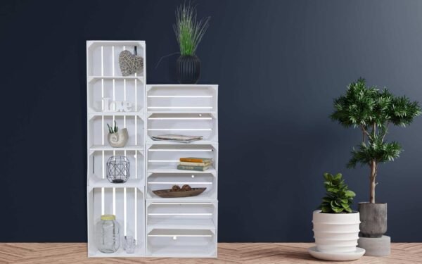 Holzkisten Regal Set weiß – Zum Aufbewahren – Dekorieren – Verstauen